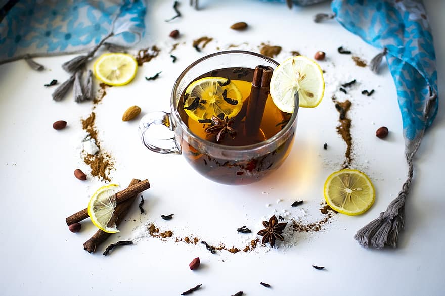 arbata, citrinų arbata, natiurmortas, ingridientai, gerti, gėrimas, puodelis, karštas gėrimas