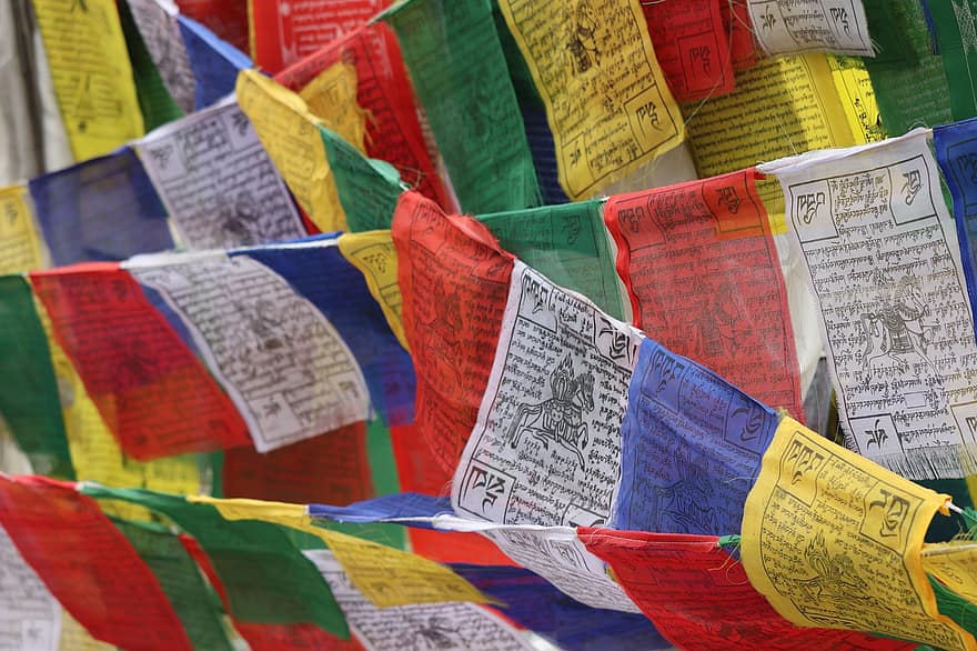 bandeiras de oração, budismo, ladakh, fé, Himalaia, khardungla, mantra, religião, espiritualidade, Rezar, culturas
