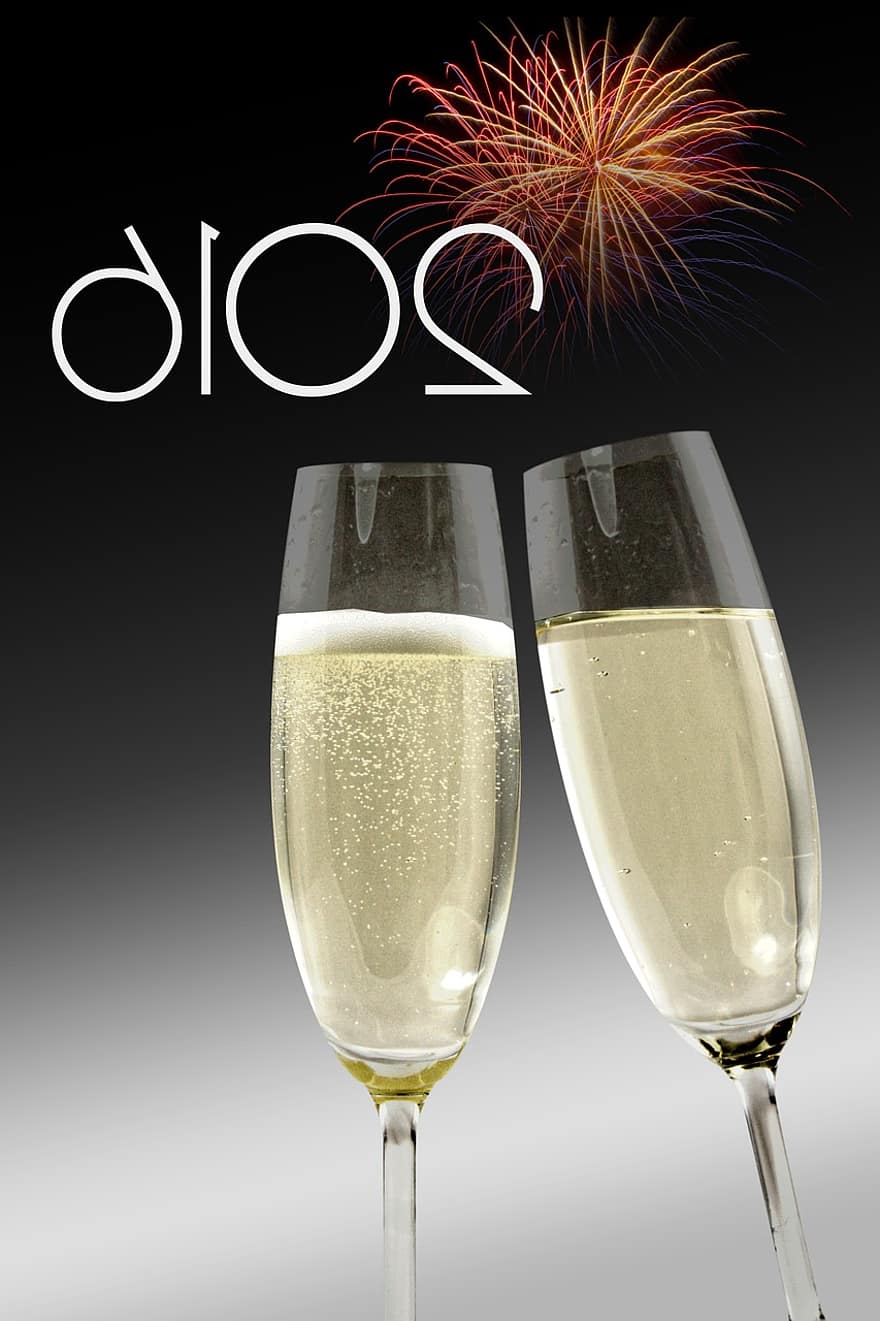 día de Año Nuevo, Sylvester, Vispera de Año Nuevo, año, cambio de año, estados financieros anuales, champán, alcohol, celebrar, partido, invitación