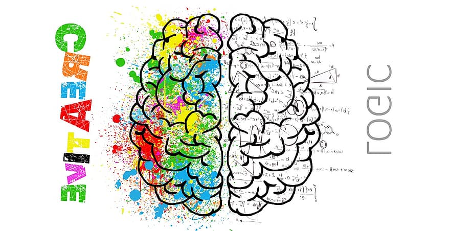 cervello, mente, psicologia, idea, cuori, amore, disegno, dividere la personalità, pensiero, caos, dubbio