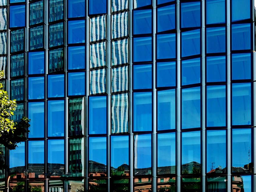 gebouw, wolkenkrabber, facade, huis, stedelijk, glas, modern, kantoorgebouw, architectuur, Frankfurt, reflectie