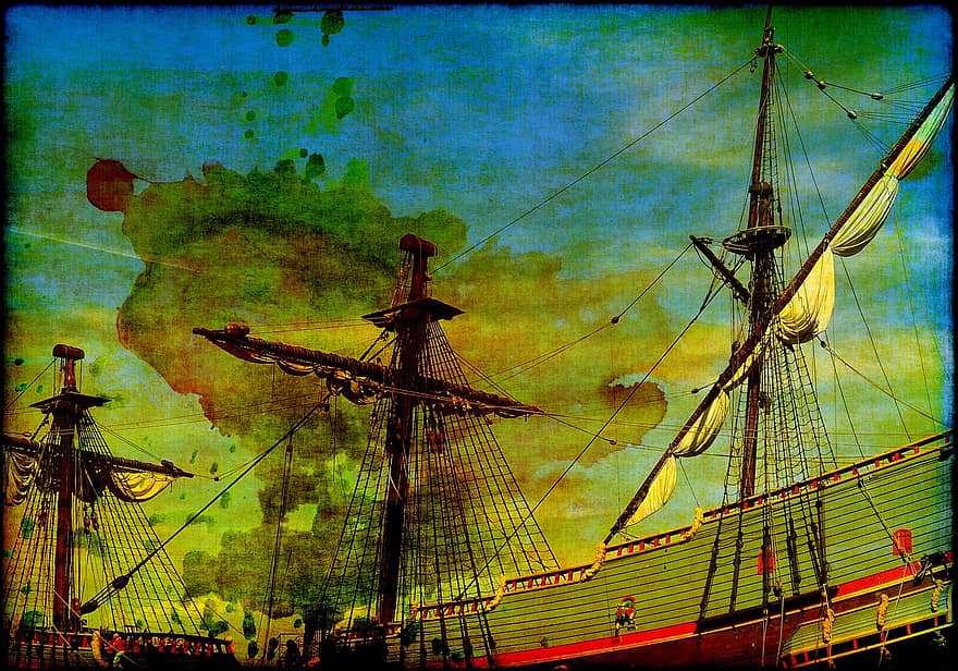 Dirty, Dirt, Sailing Vessel, Sail, Masts, Spot, Smeared, Background, Pattern, Yellow