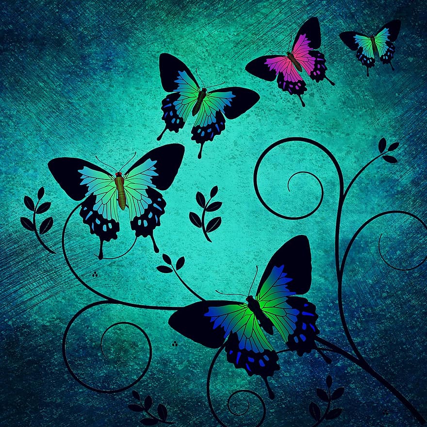 doku, kelebekler, arka fon, hayvanlar, böcek, çiçek asma, Ranke, mavi, renkli, kelebek, kâğıt