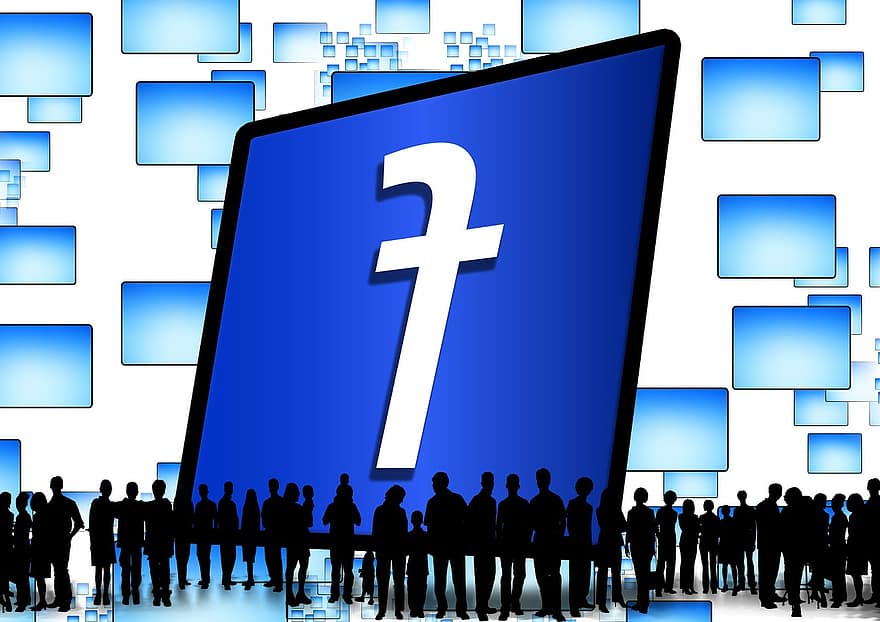 フェイスブック、青、ボード、人間、コミュニティ、シルエット、インターネット、ネットワーク、プラットフォーム、会社、ロゴ