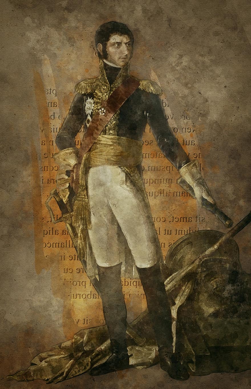 princ, král, Jean Baptiste Bernadotte, ušlechtilý, malování, 1818, Švédsko, Král Karel Xiv Jan, muž, mužský, portrét