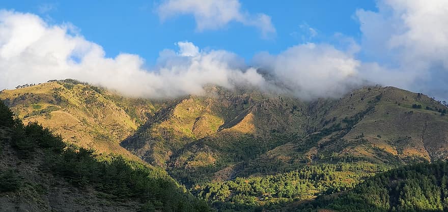 góry, chmury, niebo, Natura, tło, Tapeta