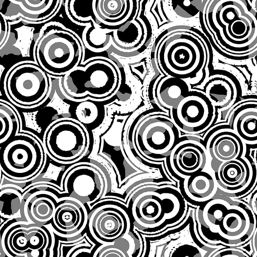 cirklar, mönster, kurvor, bakgrund, sömlös, grått mönster
