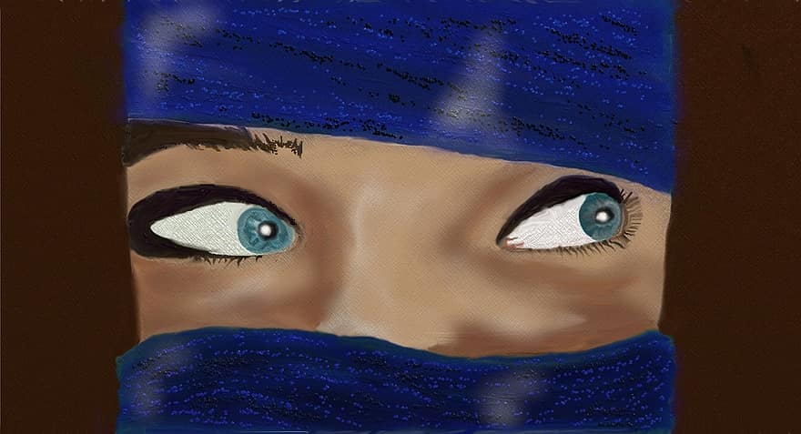 Veiling, Eyes, Woman, Face, View, Eyelashes, Blue, Blue Eye