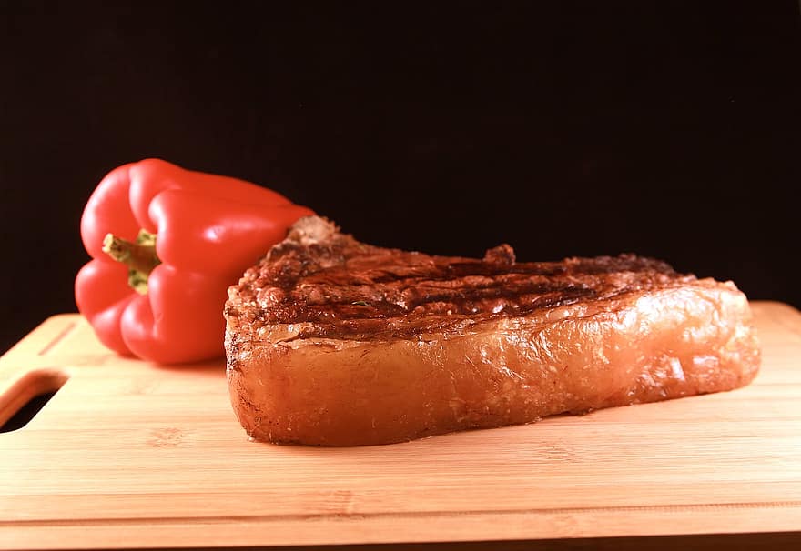 t-Bone steak, biefstuk, voedsel, vlees, versheid, detailopname, gegrild, hout, maaltijd, rundvlees, varkensvlees