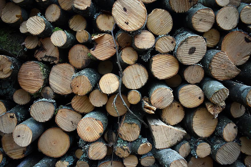 bois, les journaux, fût, bois de chauffage, Morceaux de bois, tas de bois, en bois, sylviculture, texture, la déforestation, Matériel