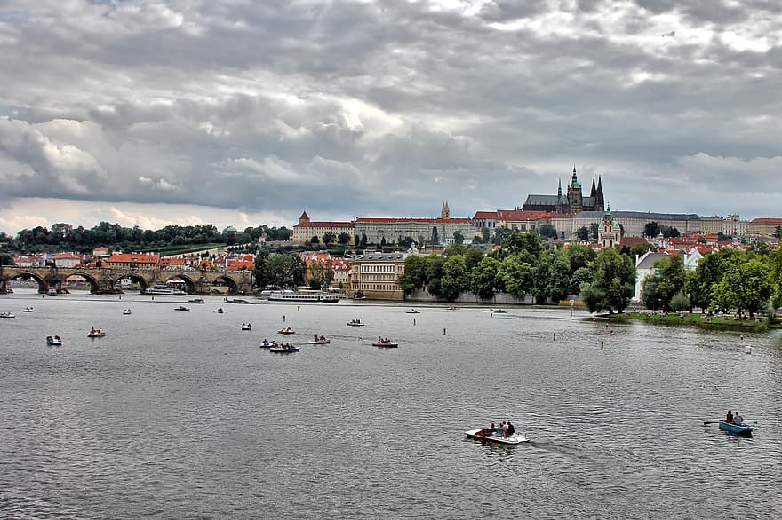 Praha, Tsjekkisk Republikk, hav, ferie, Charles Bridge, moldova, vann, borg, turisme, by, Europa