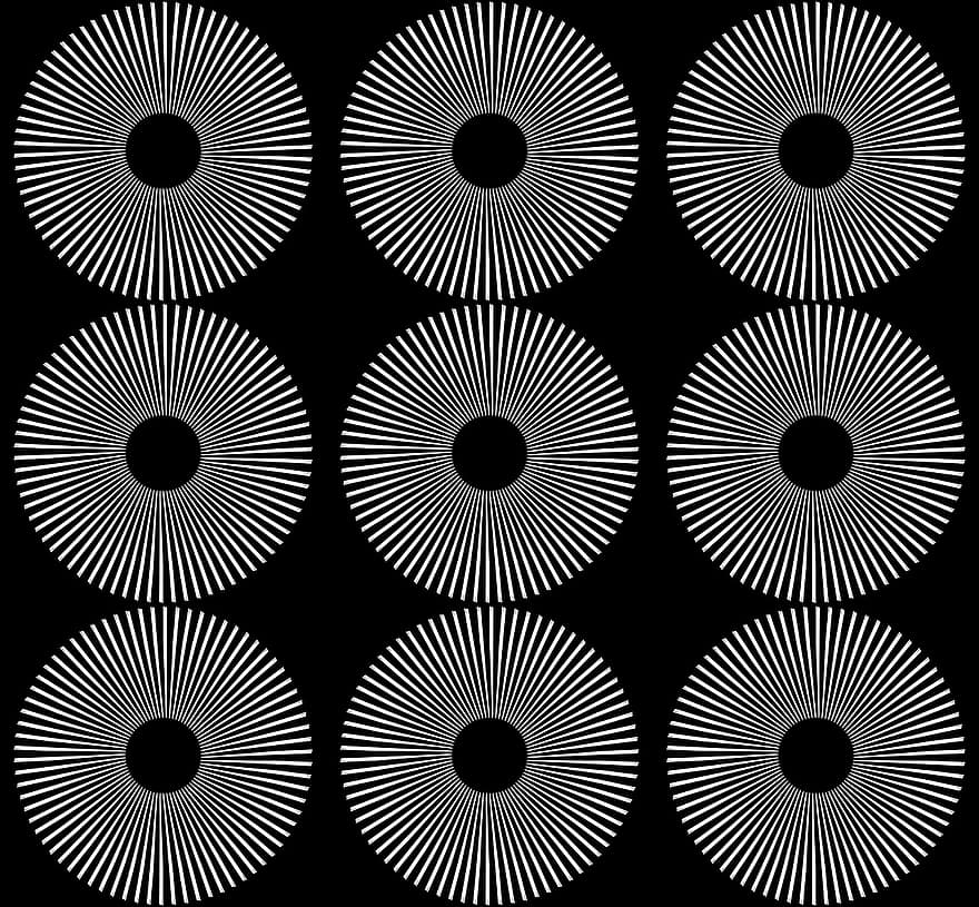 cerc, iluzii optice, alb-negru, model, fără sudură, rundă, proiecta, artistic, vibrație, psihedelică, opera de arta