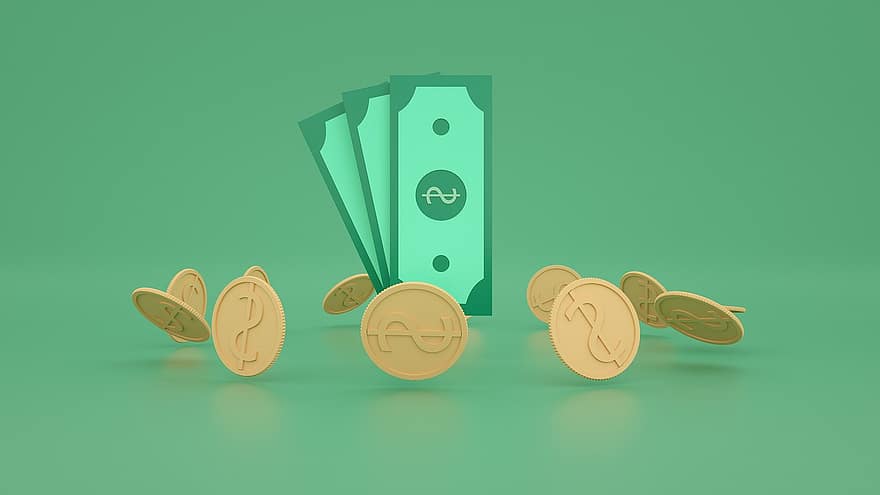 Coins, Money, Cash, 3d Render, 3d Mockup, Finance, Gold Coins, Trade, Income, Investment, Success