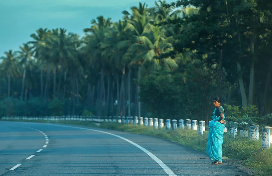 tamilnadu, India, Tamil, perjalanan, alam, pengendara sepeda, potret, jalan, siklus, pemandangan