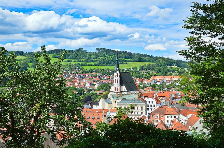 чеський крумлов, панорама, місто, крумлов, Богемія, старий, будинків, дахи, подорожі, історично, ЮНЕСКО