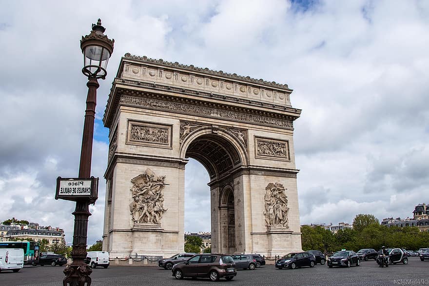 Триумфалната арка, пътуване, туризъм, Париж, архитектура, град