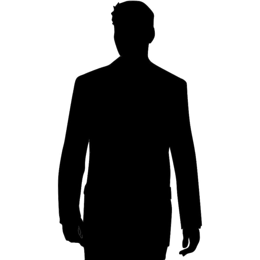 άνδρας, σιλουέτα, κοστούμι, μαύρο και άσπρο, σκιά