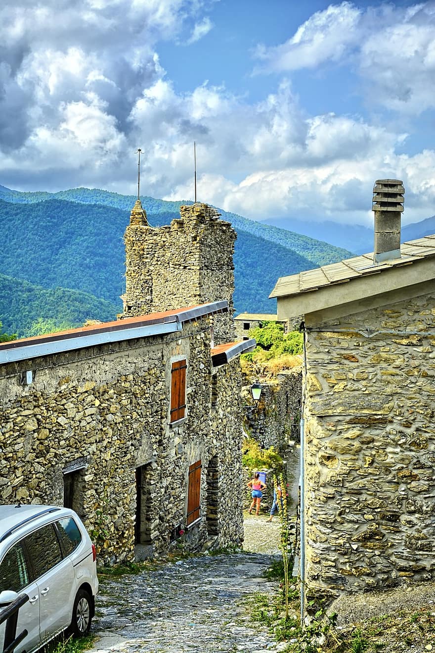 Town, Village, Houses, Shelter, architecture, old, building exterior, history, roof, mountain, built structure