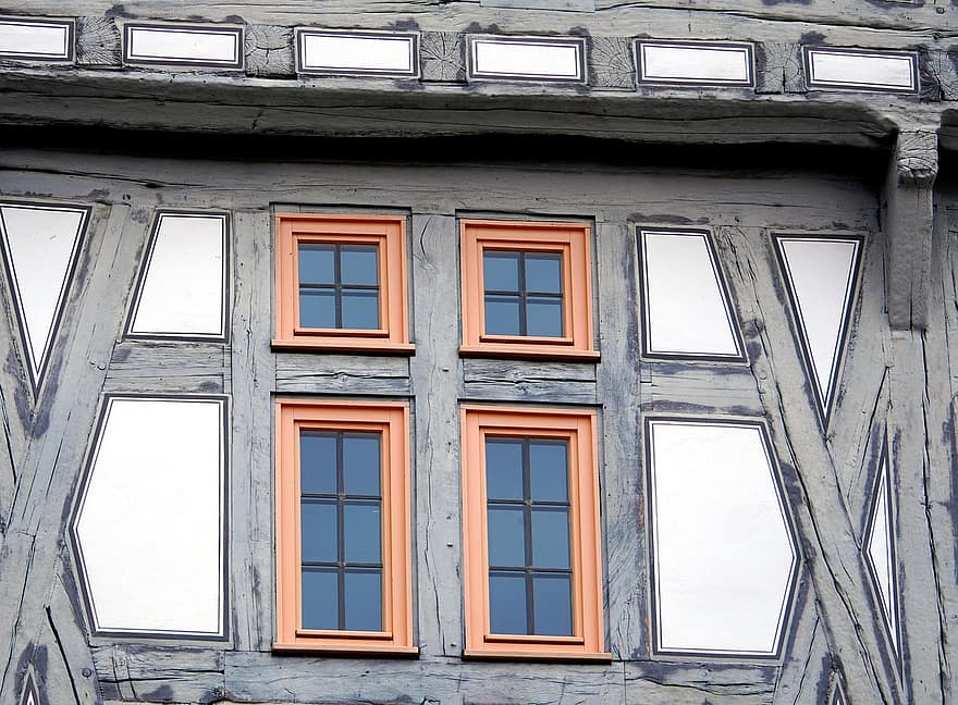 dom z muru pruskiego, kratownica, fasada, okno, historyczny, architektura, na zewnątrz budynku, stary, szkło, zbudowana struktura, Ściana