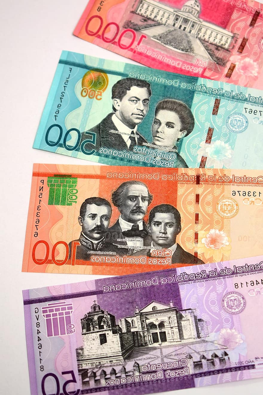 peníze, měna, účty, dominikánský, ekonomika