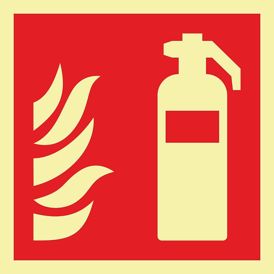 yangın söndürücü, işaret, ateş, önleme, risk