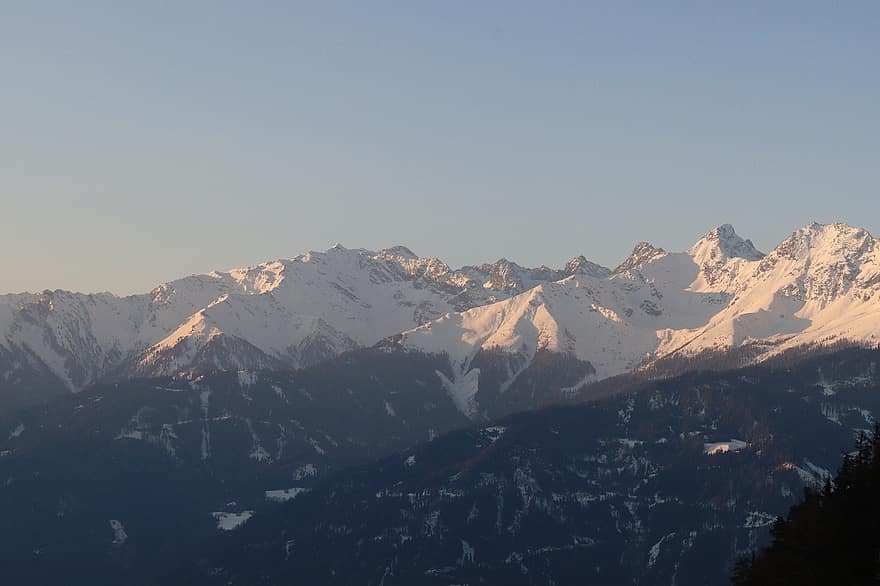 montañas, nieve, invierno, snowcaps, Alpes, frío, cordillera, paisaje, naturaleza, Valle de Pitztal, Tirol