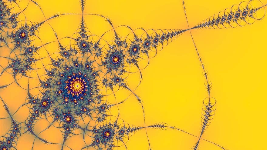fractale, abstrait, art, or, jaune, spirale, math, large