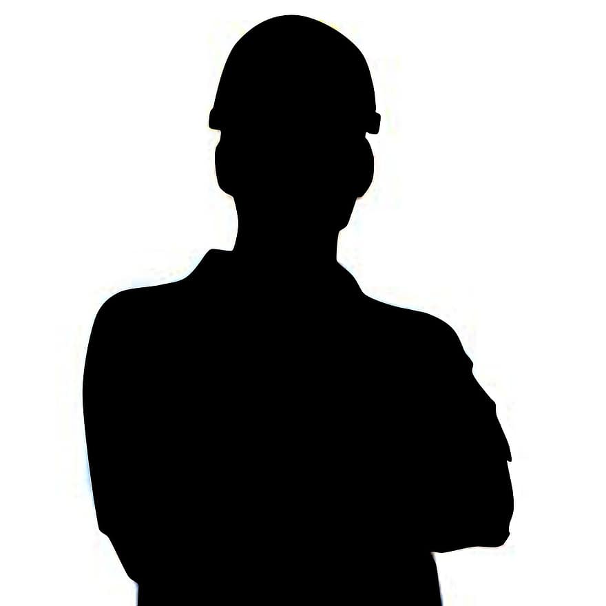lavoratore, silhouette, ombra, uomo
