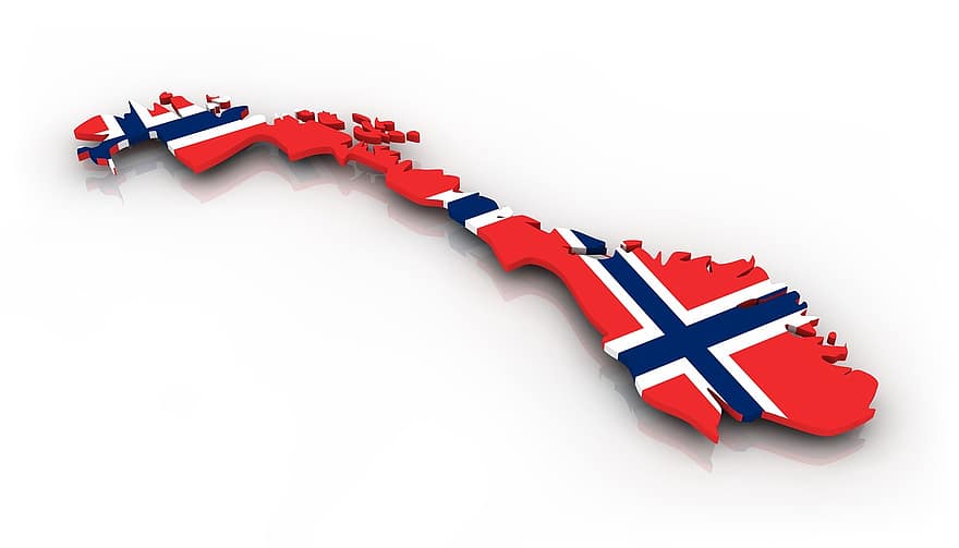 Hartă, Norvegia, steag, frontiere, țară, state ale Americii