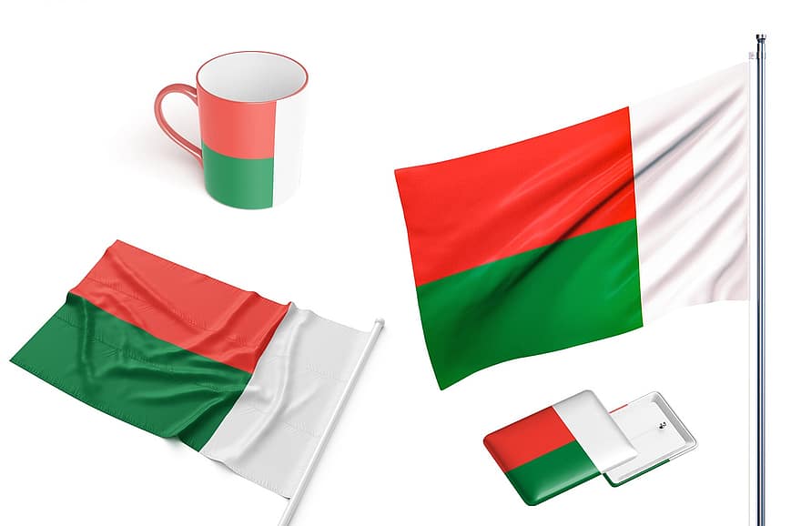 Madagascar, país, bandera, vaso, nacional, identidad, diseño