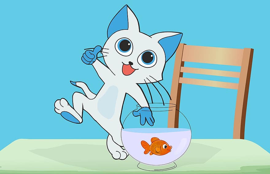 Cat, Aquarium, Fish, Cute, Mascot, Animal, Feline, Floating, Funny, Adorable, Kitty