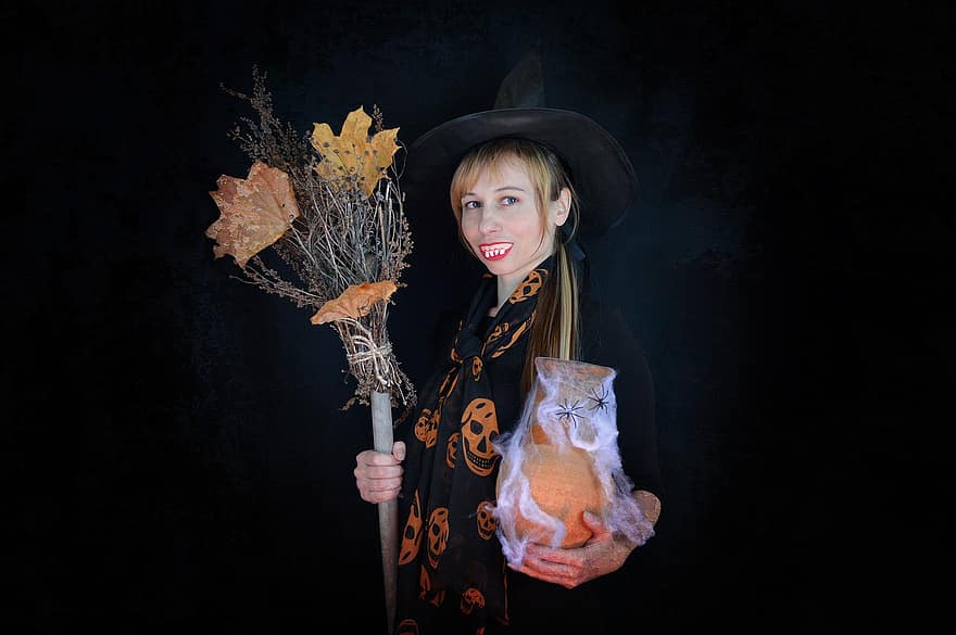 Witch, Pumpkin, Broom, Witchcraft, Magic, Fantasy, Spell, Story, Gothic, Woman, Hat
