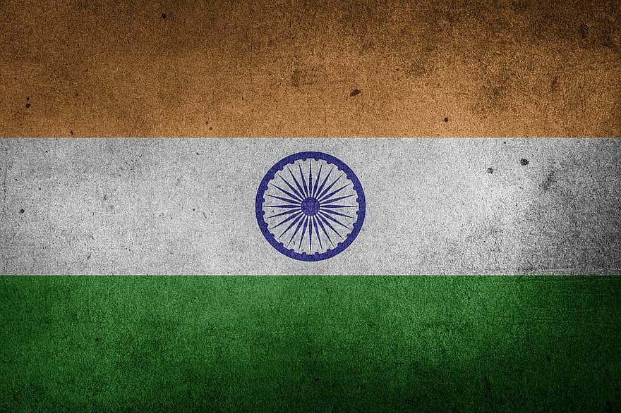 vėliava, Indija, Azijoje, Tautinė vėliava, grunge