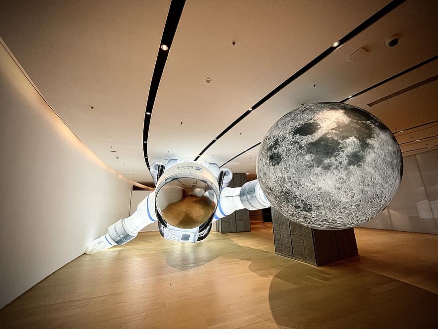 udstilling, plads, astronaut, måne, museum