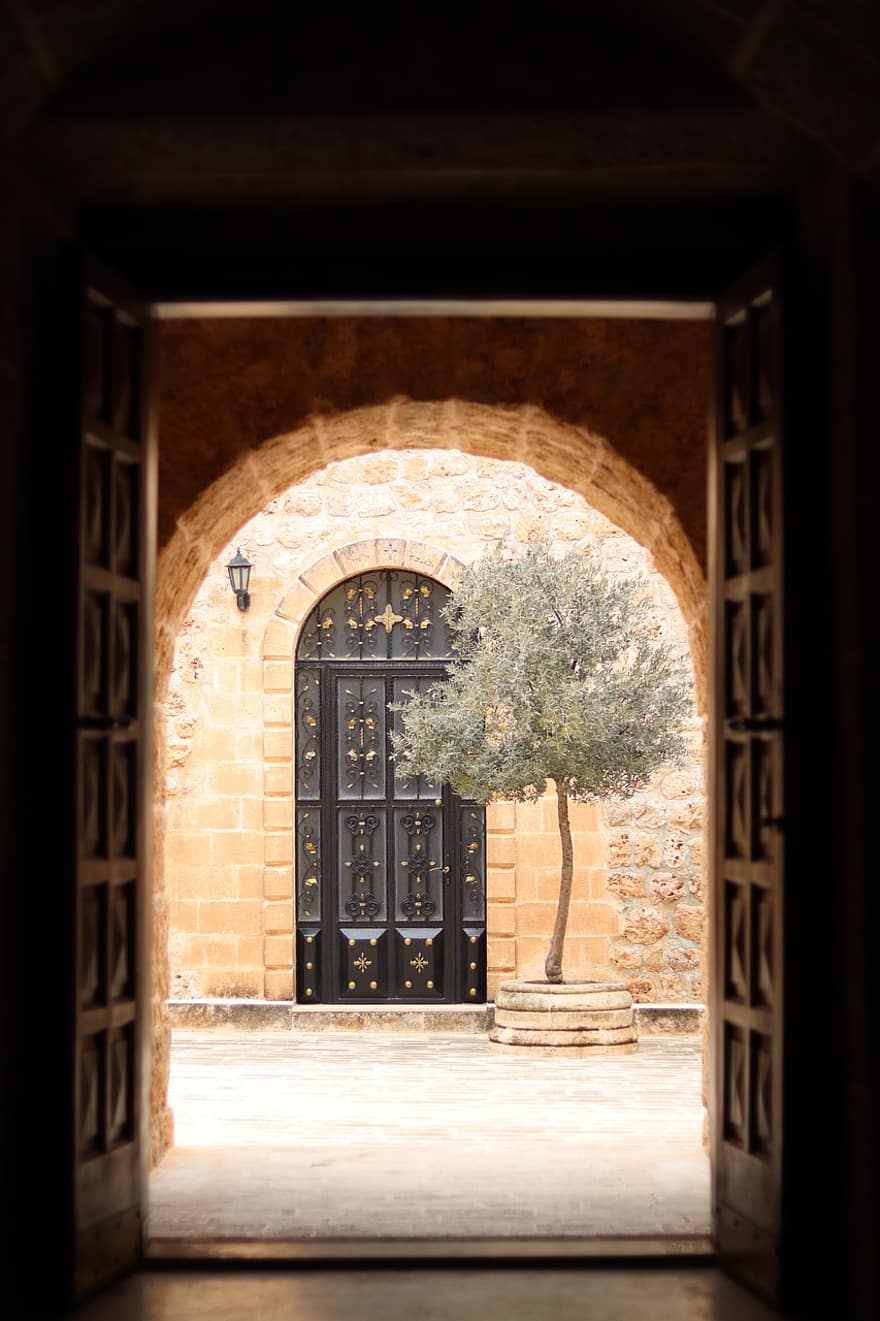 дверь, гравюра, дерево, Ворота, сводчатый проход, архитектура, окно, Вход, арка, старый, религия