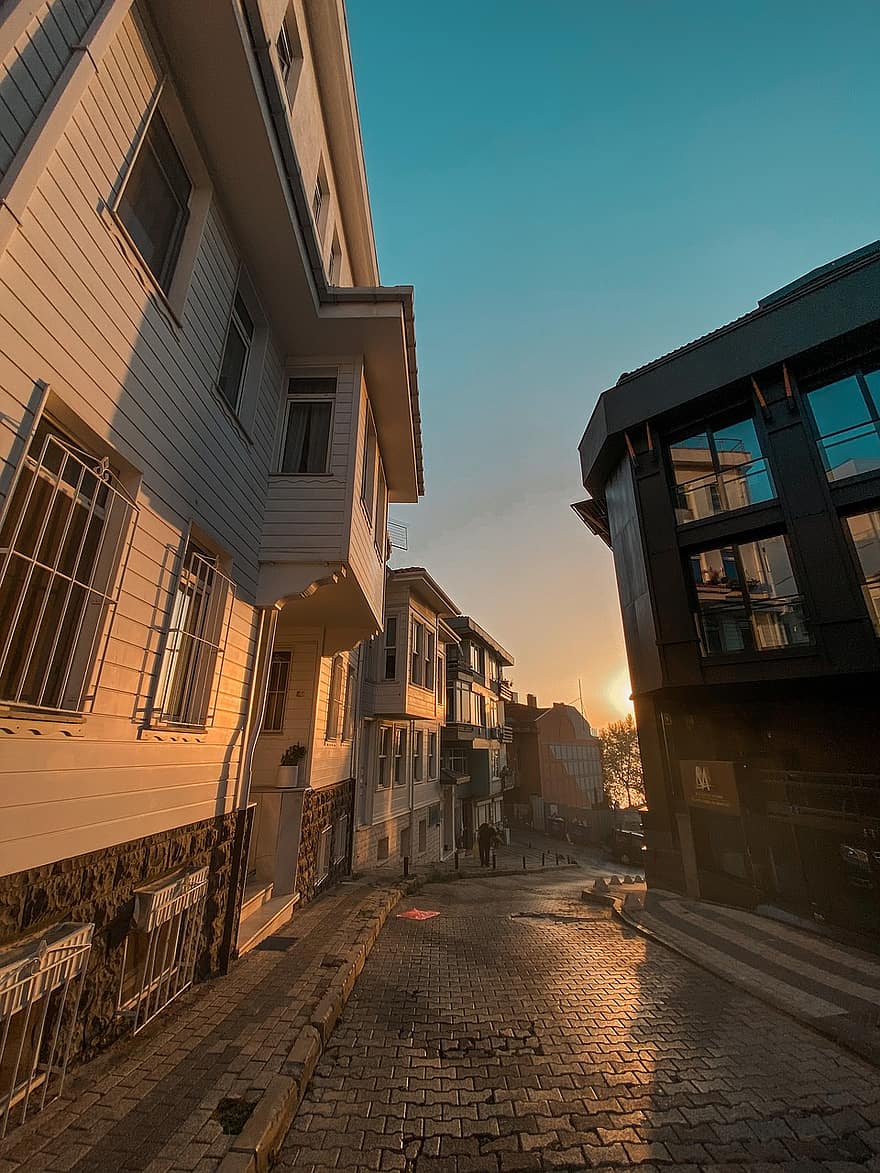 улица, град, Истанбул, Турция, сгради, къщи, апартаменти, път, паваж, градски