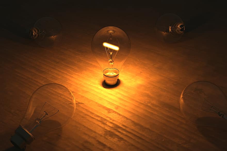 gloeilamp, idee, helder, gloeiend, lamp, licht, creativiteit, gloeidraad, macht, elektrisch, innovatie