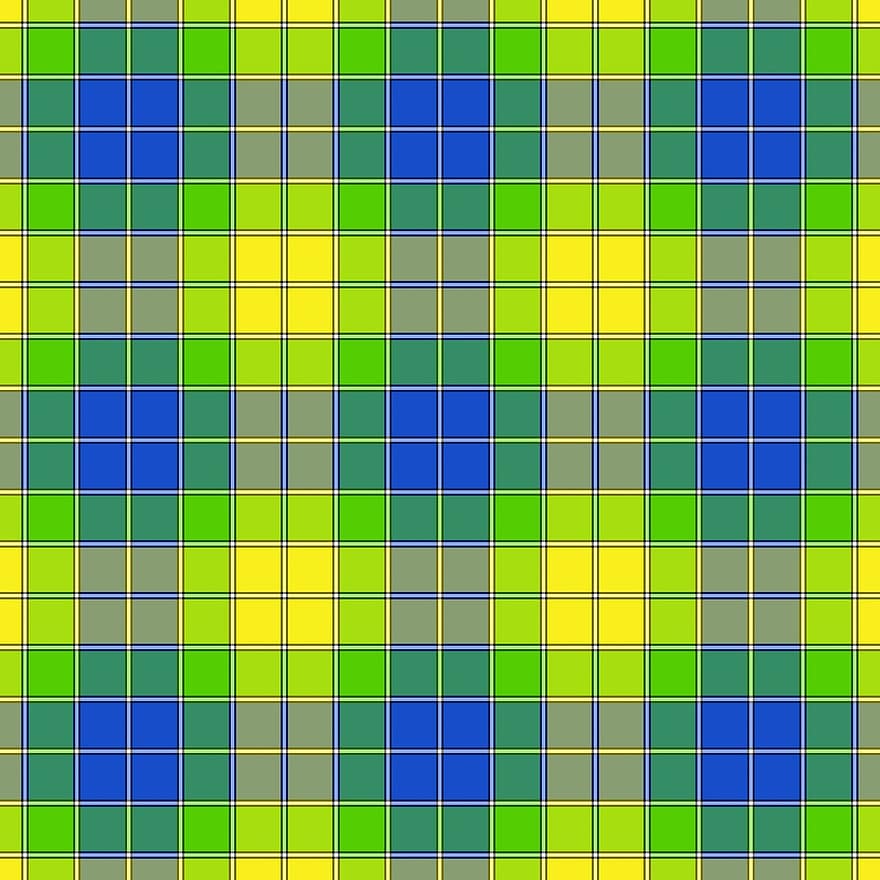스프링 체크 - 옐로우, 파란색과 녹색 격자 무늬, 격자 무늬의, 푸른, 노랑