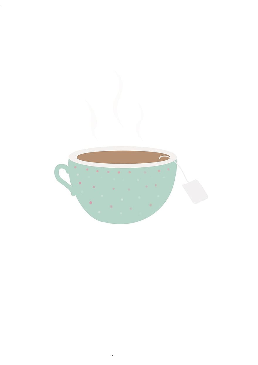 té, taza para té, beber, bebida, caliente, dibujo, calor, temperatura, café, jarra, ilustración
