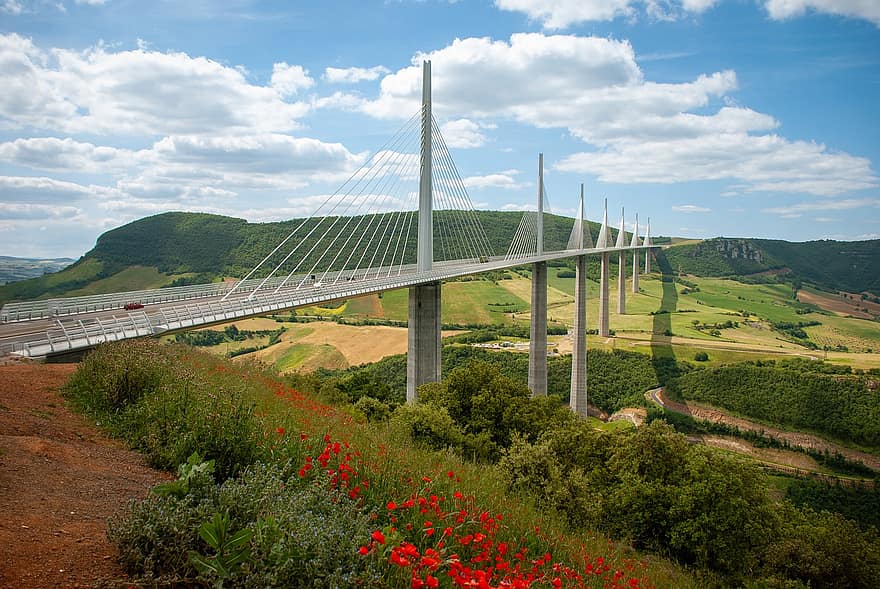 jembatan, Arsitektur, Jembatan Tol, Perancis, millau, jalan raya akses terkontrol