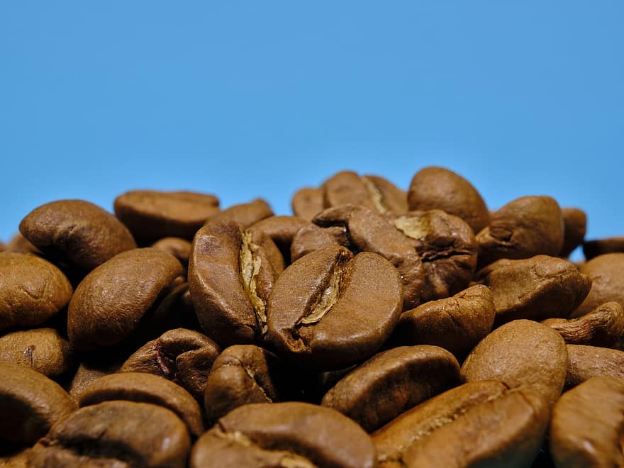 кофе, кофейные зерна, жареные кофейные зерна, кофеин, макрос, закрыть, крупный план, фоны, боб, свежесть, напиток