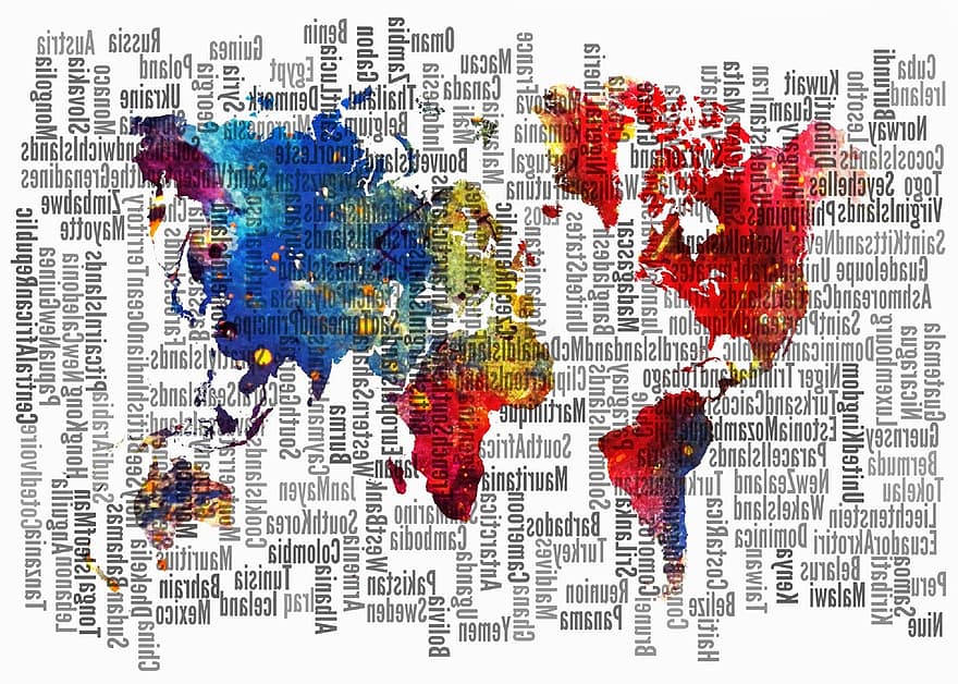 verdens kart, verden, deler, vannfarge