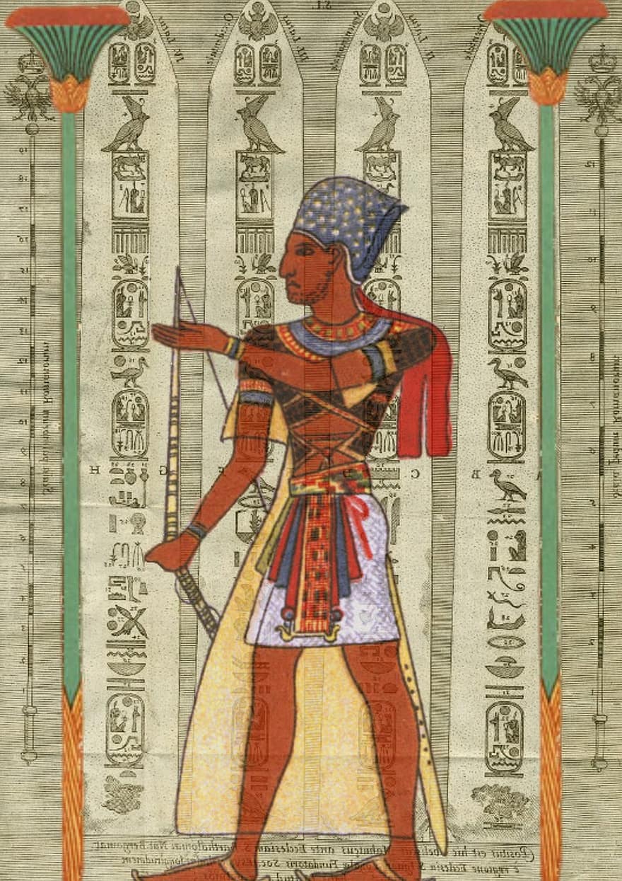egyptisk, design, man, kunglig, forntida Egypten, collage, gemenskap, religion, tro, farao, kultur