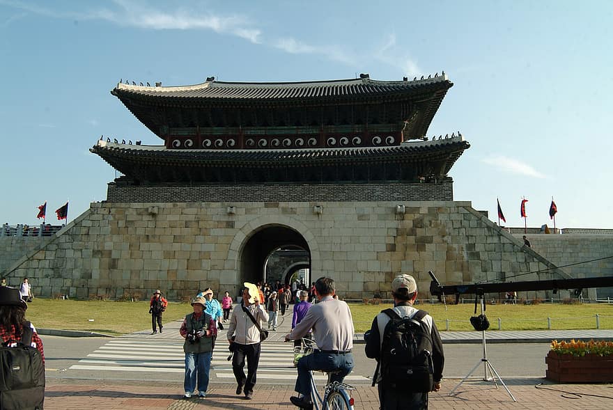 călătorie, Coreea, turism, cetatea hwaseong, loc faimos, culturi, arhitectură, turist, exteriorul clădirii, istorie, construită