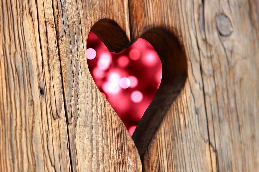 сердце, дерево, любить, День святого Валентина, романтик, деревянная конструкция, природа