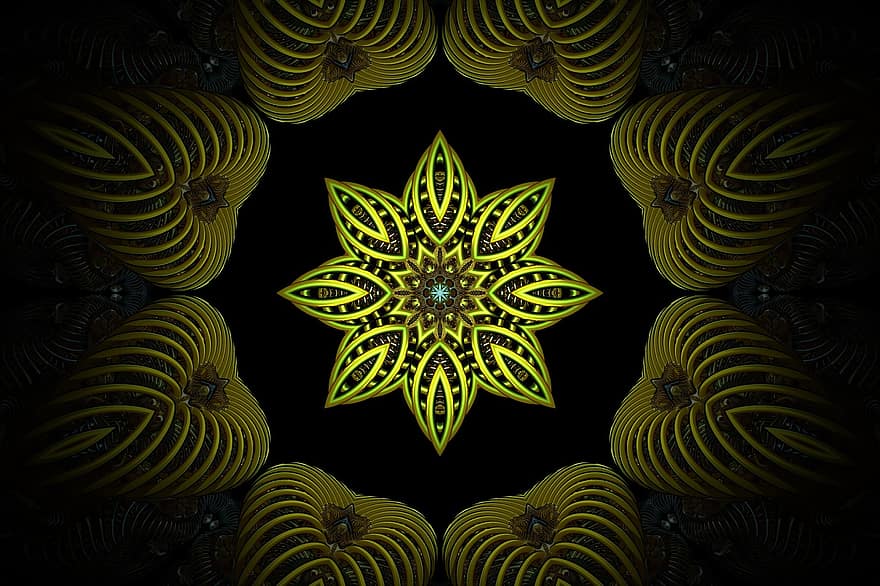 Kaleidoskop, Rosette, Blumenmuster, Fluoreszierender Hintergrund, Kunst, Tapete, symmetrisch, digitale Kunst, Muster, abstrakt, Dekoration