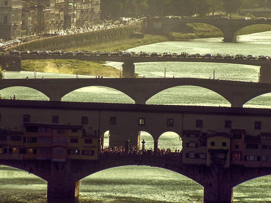 ponte vecchio, Florencija, Italija, arno upė, istorija, architektūra