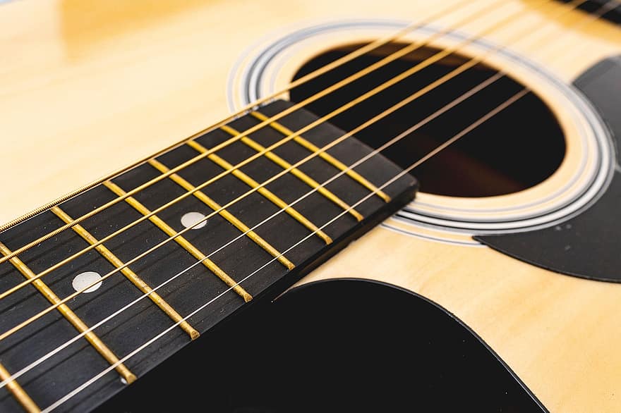 Instrument, Music, Guitar, musical instrument, close-up, fretboard, string, acoustic guitar, wood, string instrument, single object
