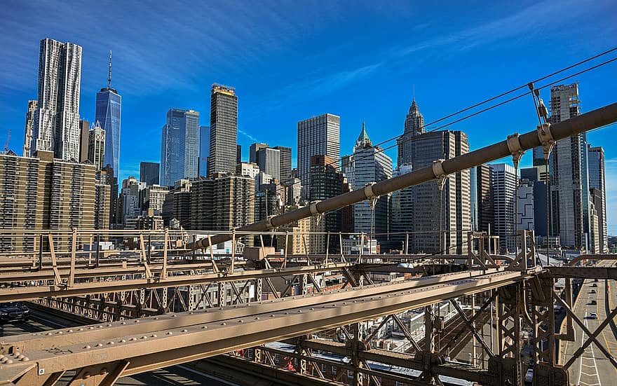 Buildings, Bridge, City, New York, Architecture, City View, Cityscape, Skyline, Skyscrapers, High-rise, High-rise Buildings