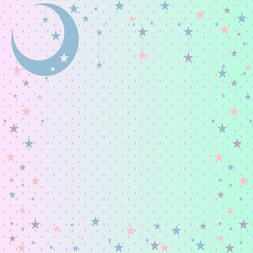 Kuu ja tähti tausta, Sininen minttu, pinkki, Minttu, persikka, pastelli, paletti, rakenne, pöytä-, mieliala, polkka